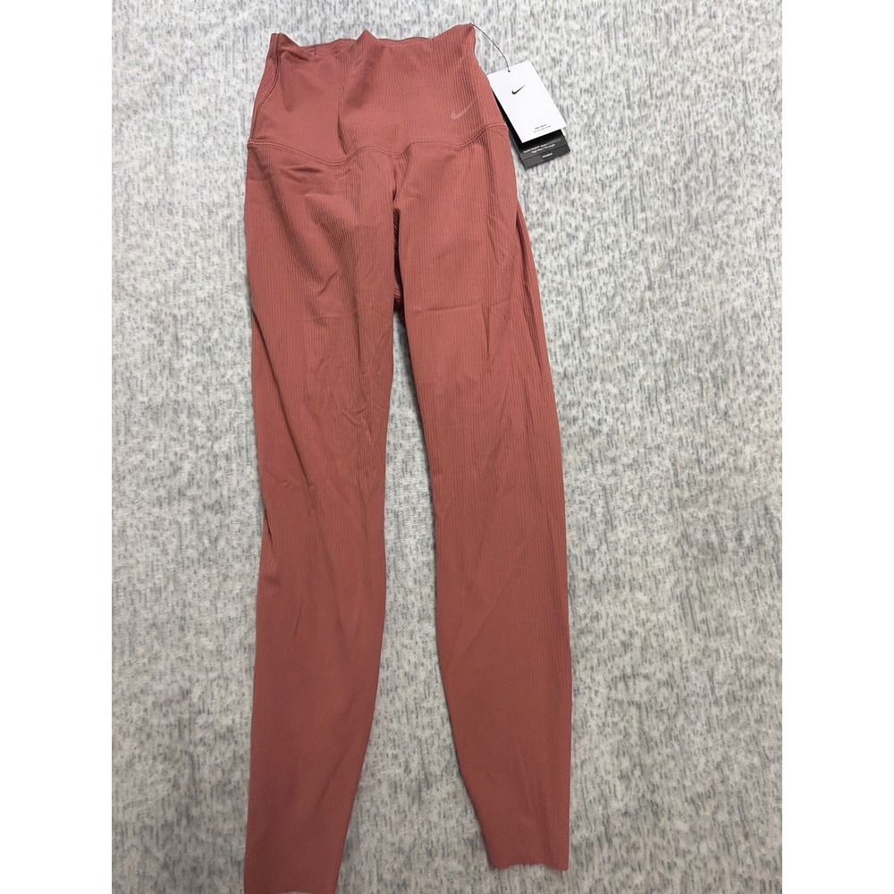 Nike Zenvy Dri-FIT Ribbed High Rise 7/8 Leggings Rose Terracotta HF1443-634‎ XS